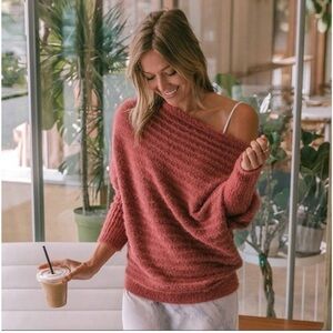 Lovestitch Blissful Fuzzy Ribbed Boatneck Sweater